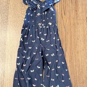 Vince Camuto Toddler Girls Dark Blue Butterfly Sleeveless Jumpsuit Sz 3T BI